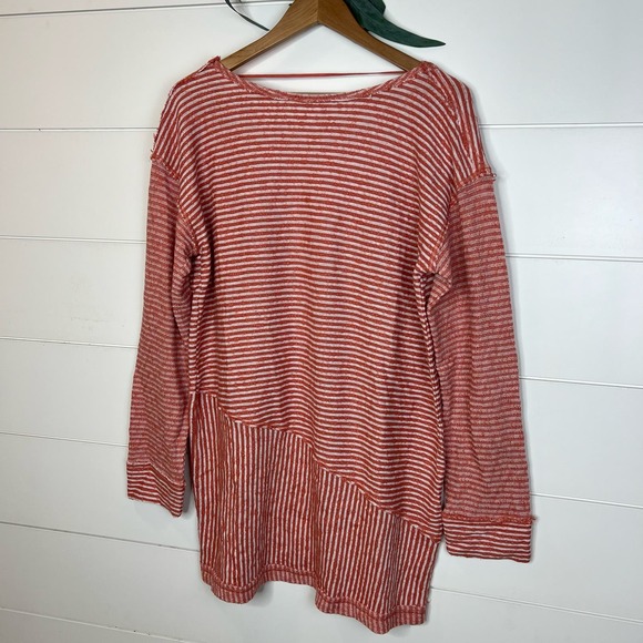 Free People Intimately Coral and White Striped Tunic Sweater - Size L - NWOT - Picture 2 of 6